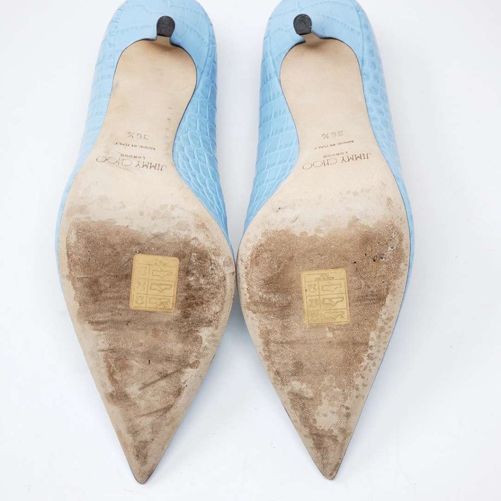 Jimmy Choo Pumpus Light Blue Leather High Heel - Picture 4 of 9